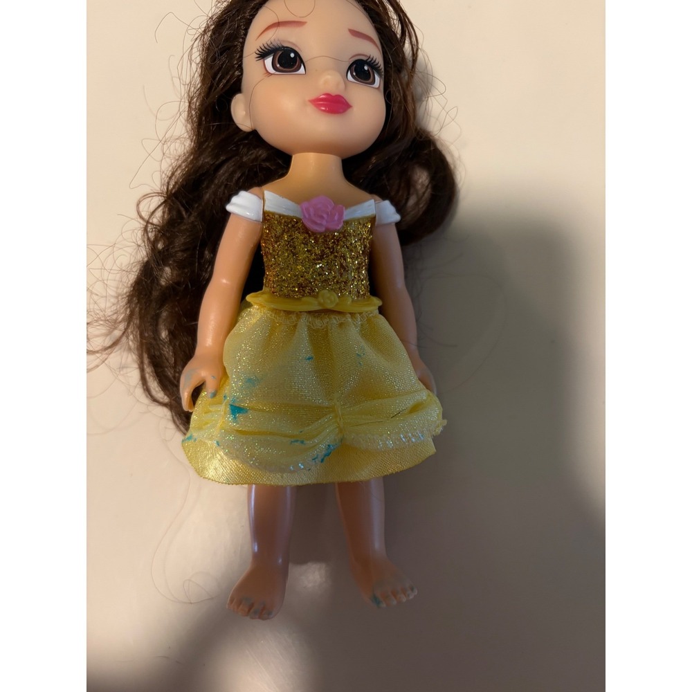 Disney Princess Belle Petite Doll Beauty and the Beast Yellow Gold Glitter Dress